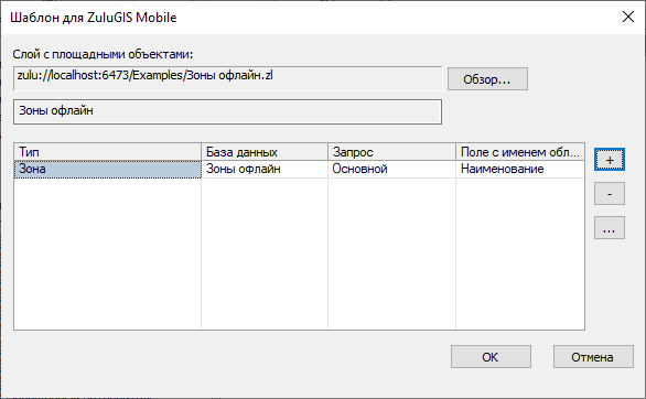 Диалог шаблона для ZuluGIS Mobile