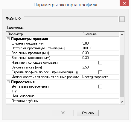 Параметры экспорта профиля 2